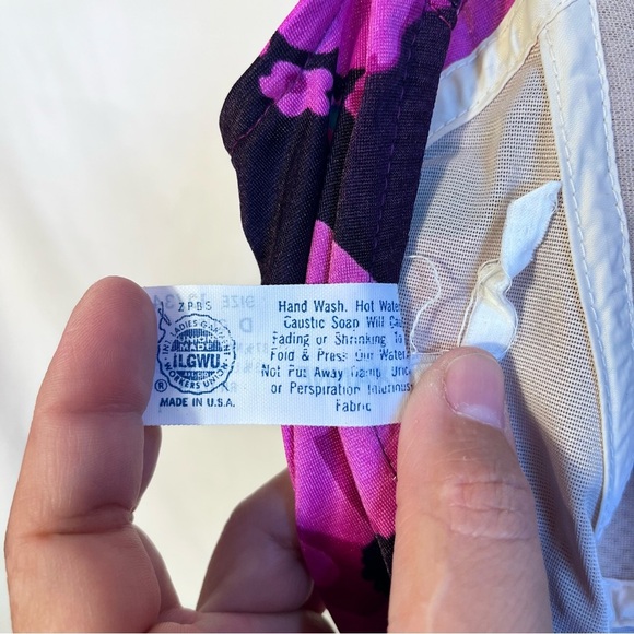 Perfection Fit by Roxanne Vintage Floral Pink and Purple One-Piece Swimsuit - Picture 4 of 6